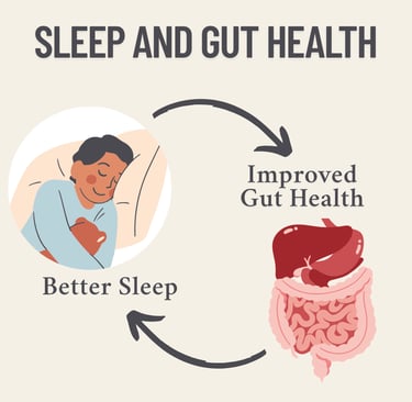Diagram showing connection between sleep and gut health