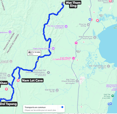 suggestion de circuit, district de Sawi dans les terres