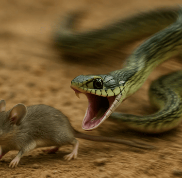 Un serpent attaque une souri pour la journées mondiale des serpents.