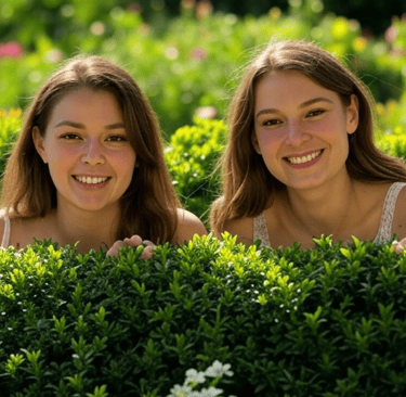 Cachée derrière la haie pour la journée mondiale du jardinage nu