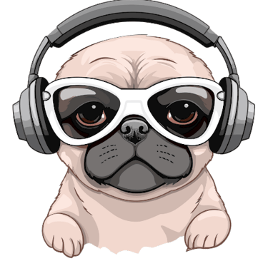 Dog'd head with headphone.