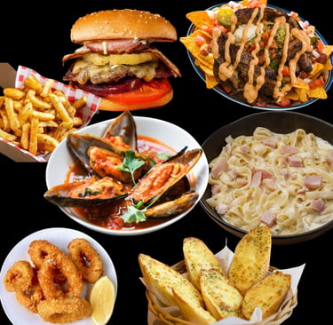 Family Meals in Kenwick with burgers, pasta, loaded fries and sharing sides from Bingo Bites.