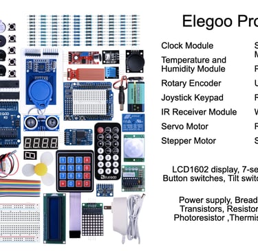 Contents of the Elegoo Arduino project starter kit