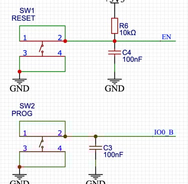 Schematic for the ESP32 programme and reset buttons
