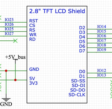Schematic for ESP CW trainer TFT display connectors