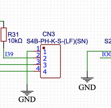 Schematic for ESP32 dev board connectors for the rotary encoder and button