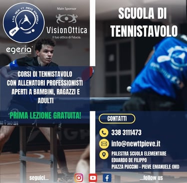 scuola di tennis tavolo Pieve Emanuele, corsi