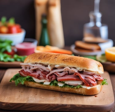 A brown and white dog walking across a dry grass field