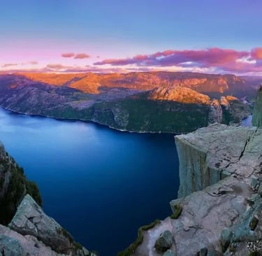 a mountain view of a lake and mountains