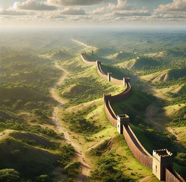 the great wall of benin a long wall with a view of a mountain