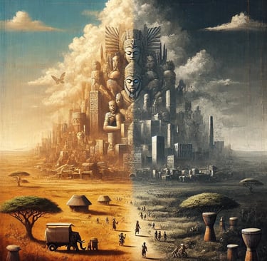 An image of the obscuration of the deities by the forced religion of colonialism and capitalism