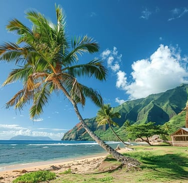 Paysage de Molokai à Hawaii - image créée par Intelligence Artificielle