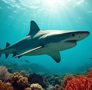 Requin nageant entre les coraux - image créée par Intelligence Artificielle