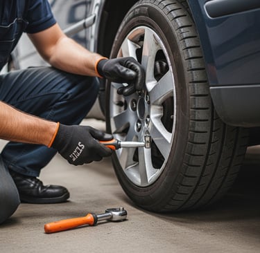 réparation de pneu crevé sur voiture