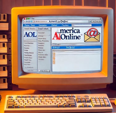 Vintage apple computer with AOL email