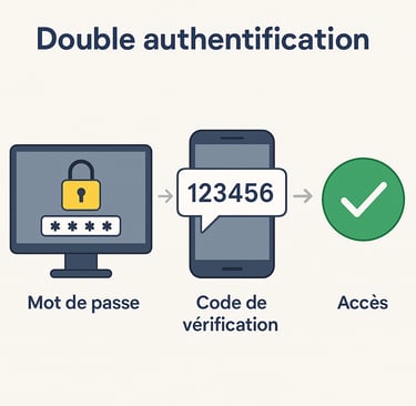 Quebec Test - Illustration explicative de la double authentification avec mot de passe et code
