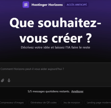 Créer une application web en discutant avec l'IA Hostinger Horizons