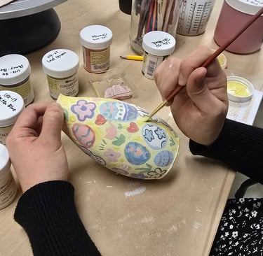 Pottery colouring, painting and glazing workshop your own pottery or our premade pottery