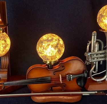 Left：Piano leg light stand  Middle:Viloline light stand, Left: Tranpet light stand