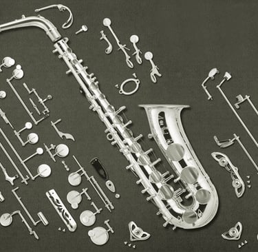 a saxophone player's saxophone and a saxophone