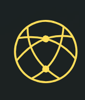 Ícono de red global amarillo que muestra nodos interconectados y rutas de datos