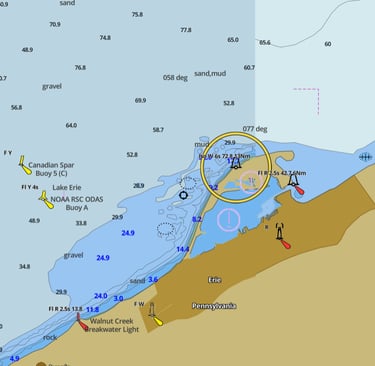 Map of local waters near Erie