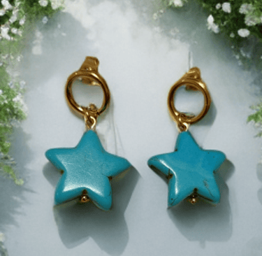 Handcrafted Ether Pieces earrings with semi-precious stone and gold details