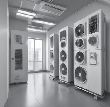 Technician installing a split air conditioning unit in a residential space.