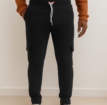 “Swatej Dry Fit Cargo pant for men, lightweight breathable fabric, black color”