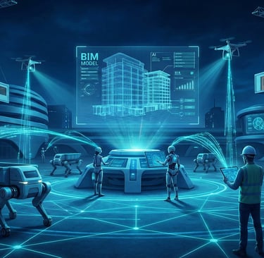 Chantier connecté : Robots IA et systèmes autonomes pour un BIM optimisé.