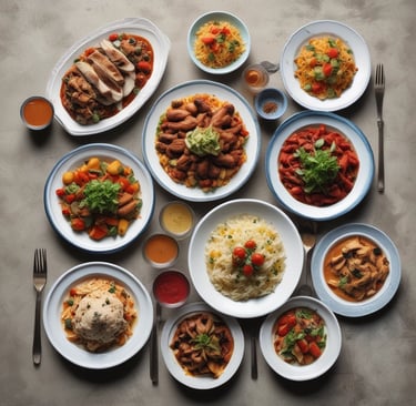 Smiling customer enjoying a beautifully plated meal at a catered event.