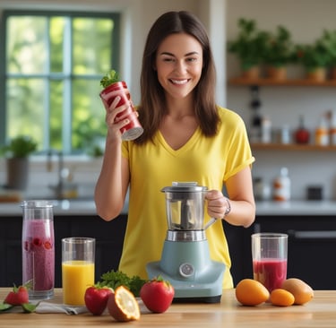A vibrant green smoothie in a clear glass with fresh spinach and banana beside it on a wooden kitchen counter.