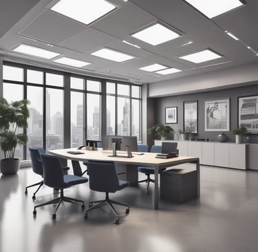 A welcoming office reception area with a friendly consultant ready to assist clients.