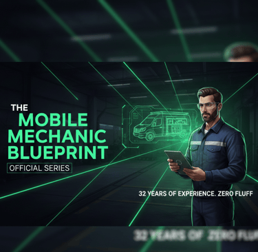 Green lazer graphics of The Mobile Mechanic Blueprint Series