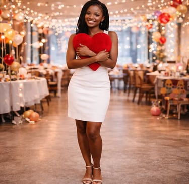 Femme africaine élégante tenant un cœur symbole de relation sincère