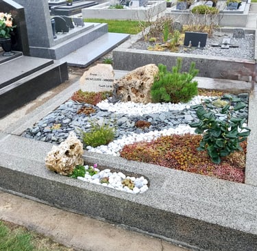 Rénovation et végétalisation d'un monument funéraire par Arnaud Sépultures Végétalisées