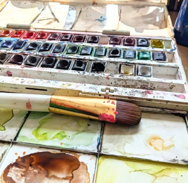 watercolour paints for hand painted pet portrait