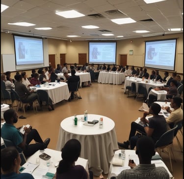 An experienced HSE instructor demonstrating safety equipment to attentive SME employees.