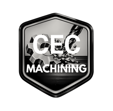 CEC Machining logo featuring a drill bit and gear graphic for industrial metalworking services.