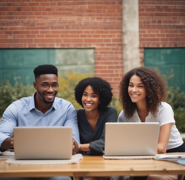 An office scene with friendly colleagues engaged in a supportive conversation.