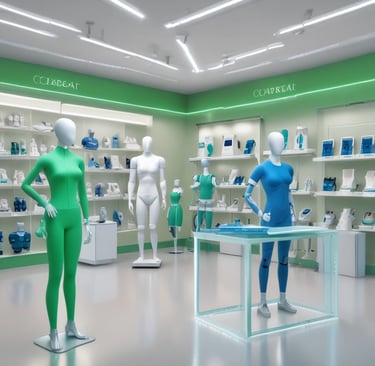 Image showing orthopedic braces and supports neatly arranged on a display.