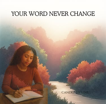 Your word never change. Candee sitting writing in her jouranl. She loves to write and she loves the 