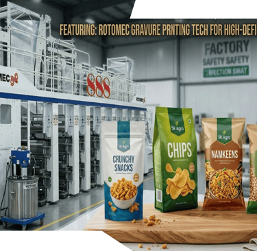 SK Agro Foodtech Pvt Ltd is Specializing in multi-layer laminates and stand-up pouches, the company 