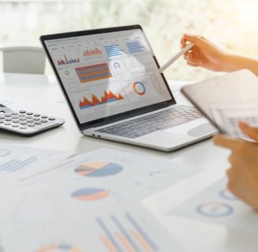 .A laptop showing financial statement reports