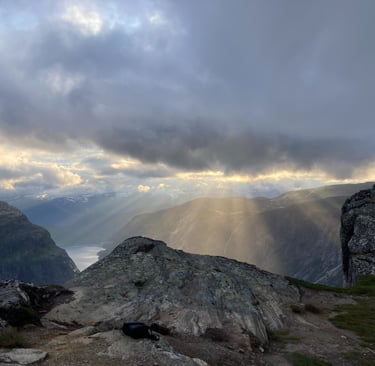 Sun rays on mountain
