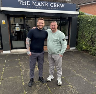 Mark from the Mane Crew with Paddy McDonnell comedian