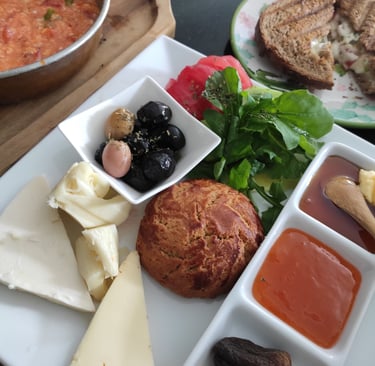 a plate of food with a variety of different foods