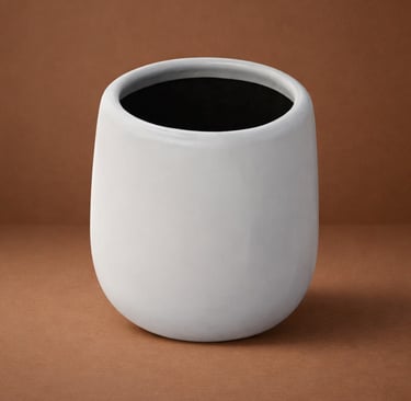 maceta blanca tipo huevo en fibra de vidrio