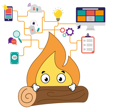 Maxima flamme orange porte une bûche, beaucoup d'innovations !