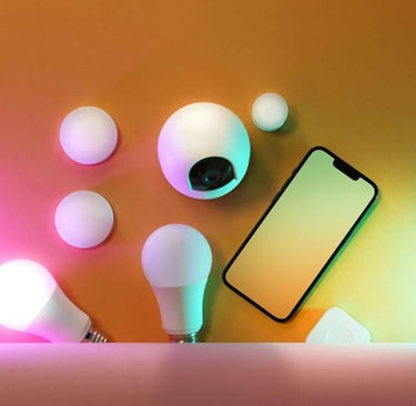 a cell phone and a cell phone with a light bulb on it